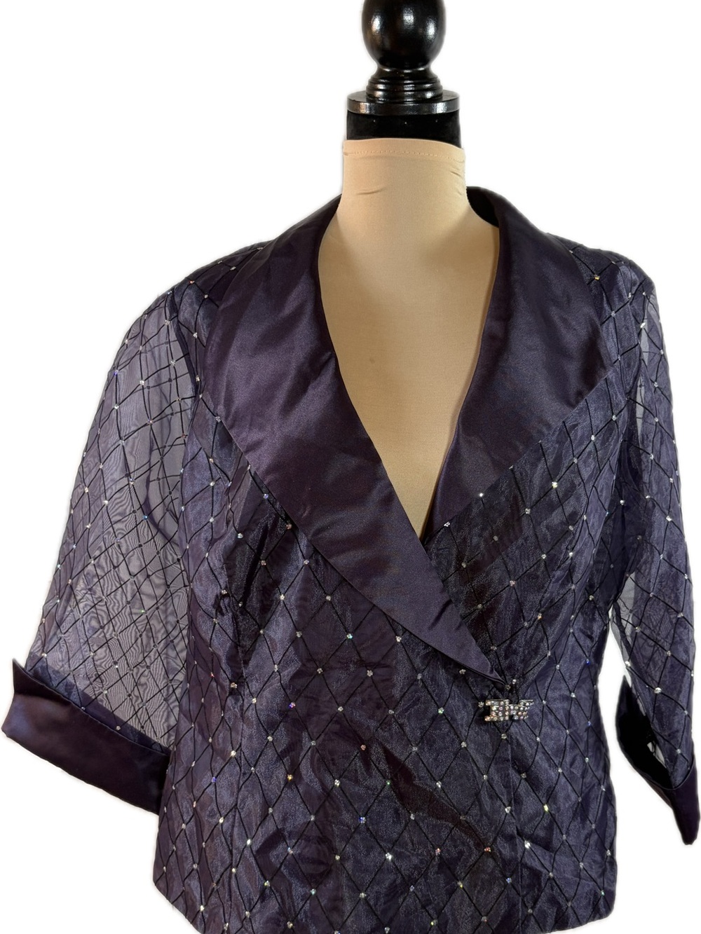 R&M Richards Embellished Evening
Jacket/Blouse - Deep Purple, Size 16W